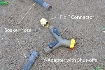 Y-Adapter to attach to soaker hose